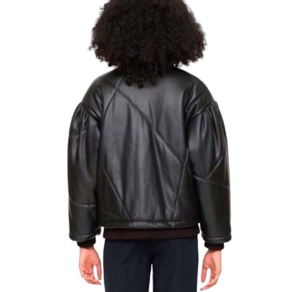 Sea New York Vegan Leather Quilted Jacket Women's Size Small in Black Oversized - Picture 2 of 11